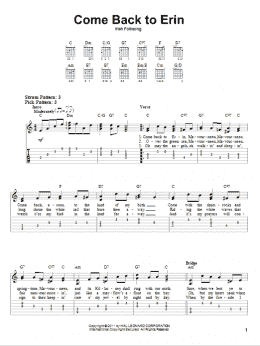 page one of Come Back To Erin (Easy Guitar Tab)