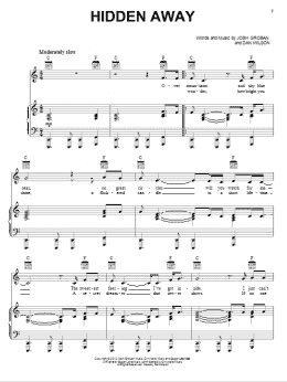 page one of Hidden Away (Piano, Vocal & Guitar Chords (Right-Hand Melody))