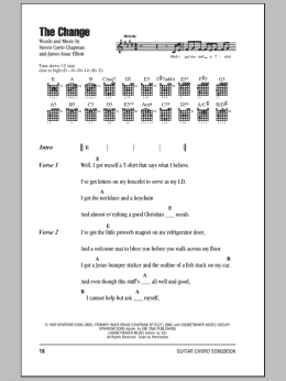 page one of The Change (Guitar Chords/Lyrics)