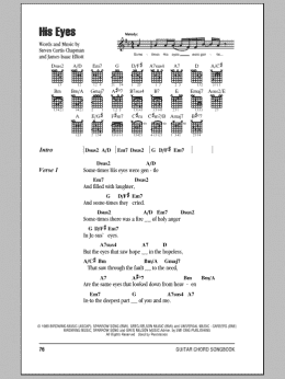 page one of His Eyes (Guitar Chords/Lyrics)