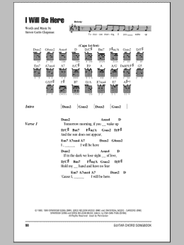 page one of I Will Be Here (Guitar Chords/Lyrics)