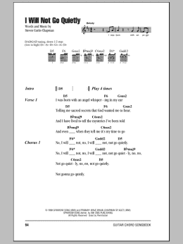 page one of I Will Not Go Quietly (Guitar Chords/Lyrics)