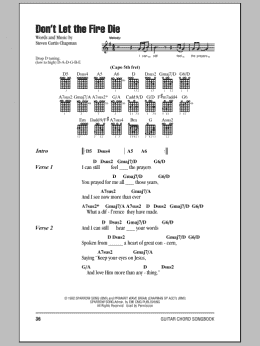 page one of Don't Let The Fire Die (Guitar Chords/Lyrics)