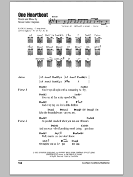 page one of One Heartbeat (Guitar Chords/Lyrics)