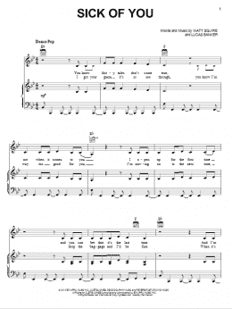 page one of Sick Of You (Piano, Vocal & Guitar Chords (Right-Hand Melody))