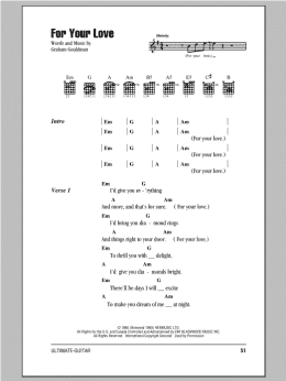page one of For Your Love (Guitar Chords/Lyrics)