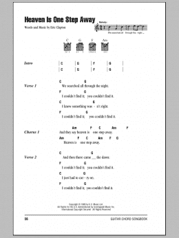 page one of Heaven Is One Step Away (Guitar Chords/Lyrics)