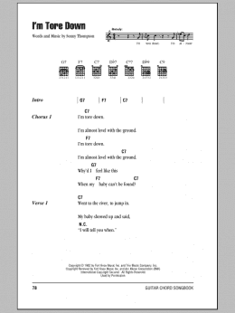 page one of I'm Tore Down (Guitar Chords/Lyrics)