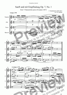 page one of Mendelssohn - Sanft und mit Empfindung (Sax Quartet)
