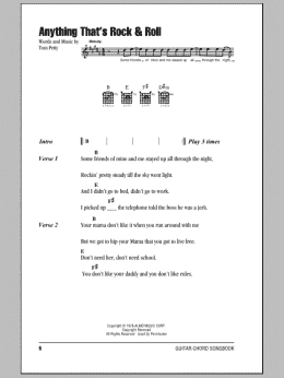 page one of Anything That's Rock & Roll (Guitar Chords/Lyrics)