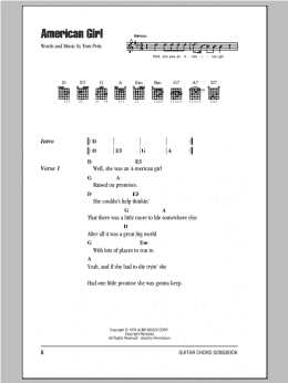 page one of American Girl (Guitar Chords/Lyrics)