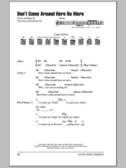 page one of Don't Come Around Here No More (Guitar Chords/Lyrics)