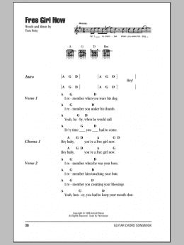 page one of Free Girl Now (Guitar Chords/Lyrics)