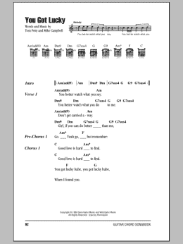 page one of You Got Lucky (Guitar Chords/Lyrics)