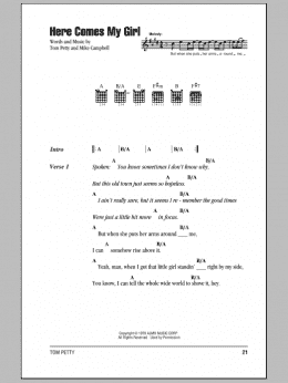 page one of Here Comes My Girl (Guitar Chords/Lyrics)