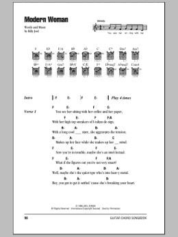 page one of Modern Woman (Guitar Chords/Lyrics)