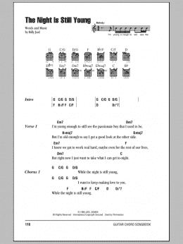 page one of The Night Is Still Young (Guitar Chords/Lyrics)