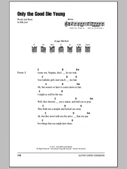 page one of Only The Good Die Young (Guitar Chords/Lyrics)