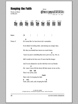 page one of Keeping The Faith (Guitar Chords/Lyrics)