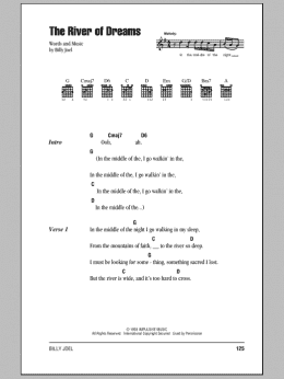 page one of The River Of Dreams (Guitar Chords/Lyrics)