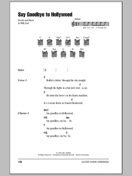 page one of Say Goodbye To Hollywood (Guitar Chords/Lyrics)