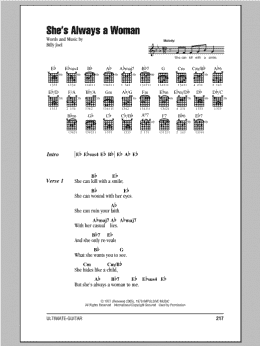 page one of She's Always A Woman (Guitar Chords/Lyrics)