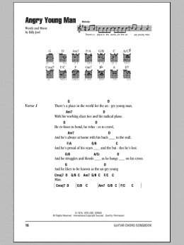 page one of Angry Young Man (Guitar Chords/Lyrics)