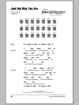 page one of Just The Way You Are (Guitar Chords/Lyrics)