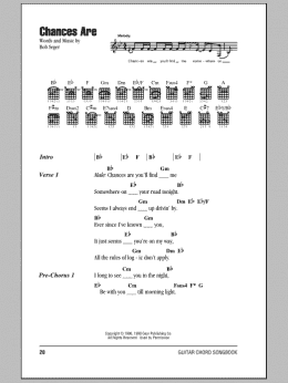 page one of Chances Are (Guitar Chords/Lyrics)