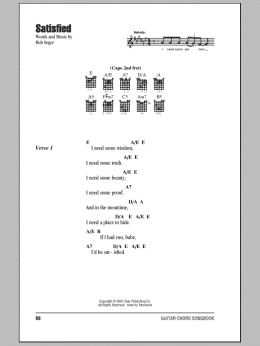 page one of Satisfied (Guitar Chords/Lyrics)