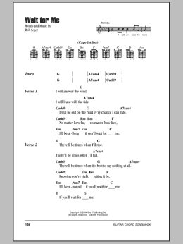 page one of Wait For Me (Guitar Chords/Lyrics)