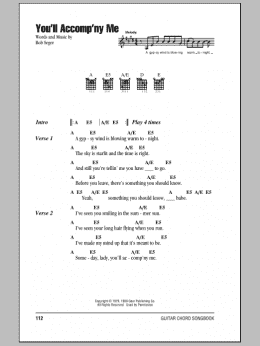 page one of You'll Accomp'ny Me (Guitar Chords/Lyrics)