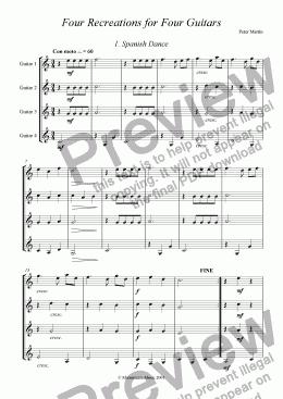 page one of Recreations for Guitar Quartet