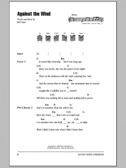 page one of Against The Wind (Guitar Chords/Lyrics)