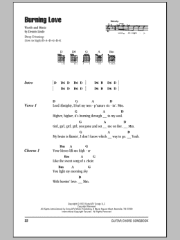 page one of Burning Love (Guitar Chords/Lyrics)