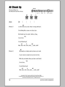 page one of All Shook Up (Guitar Chords/Lyrics)