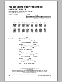 page one of You Don't Have To Say You Love Me (Guitar Chords/Lyrics)