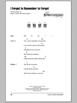 page one of I Forgot To Remember To Forget (Guitar Chords/Lyrics)