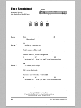 page one of I'm A Roustabout (Guitar Chords/Lyrics)
