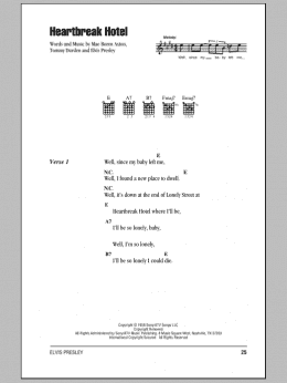 page one of Heartbreak Hotel (Guitar Chords/Lyrics)