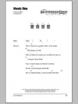 page one of Moody Blue (Guitar Chords/Lyrics)