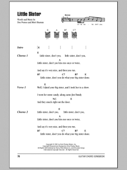 page one of Little Sister (Guitar Chords/Lyrics)
