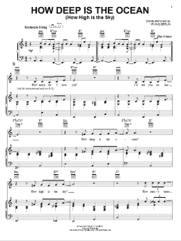 page one of How Deep Is The Ocean (How High Is The Sky) (Piano, Vocal & Guitar Chords (Right-Hand Melody))