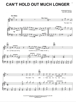 page one of Can't Hold Out Much Longer (Piano, Vocal & Guitar Chords (Right-Hand Melody))