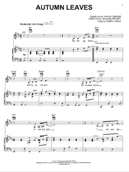 page one of Autumn Leaves (Piano, Vocal & Guitar Chords (Right-Hand Melody))