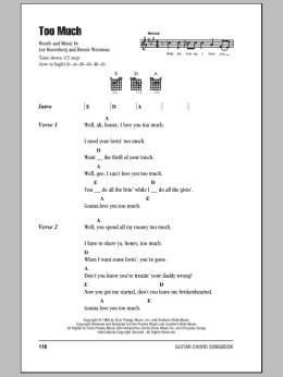 page one of Too Much (Guitar Chords/Lyrics)