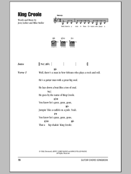 page one of King Creole (Guitar Chords/Lyrics)