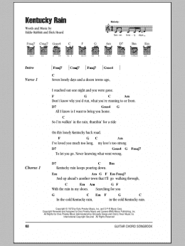 page one of Kentucky Rain (Guitar Chords/Lyrics)
