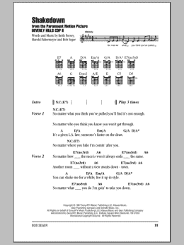 page one of Shakedown (Guitar Chords/Lyrics)