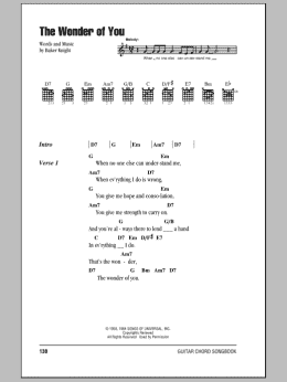 page one of The Wonder Of You (Guitar Chords/Lyrics)